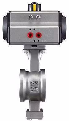 Valvola a sfera con porta V Wafer in acciaio inossidabile ad azionamento pneumatico CF8 CF8m Wcb